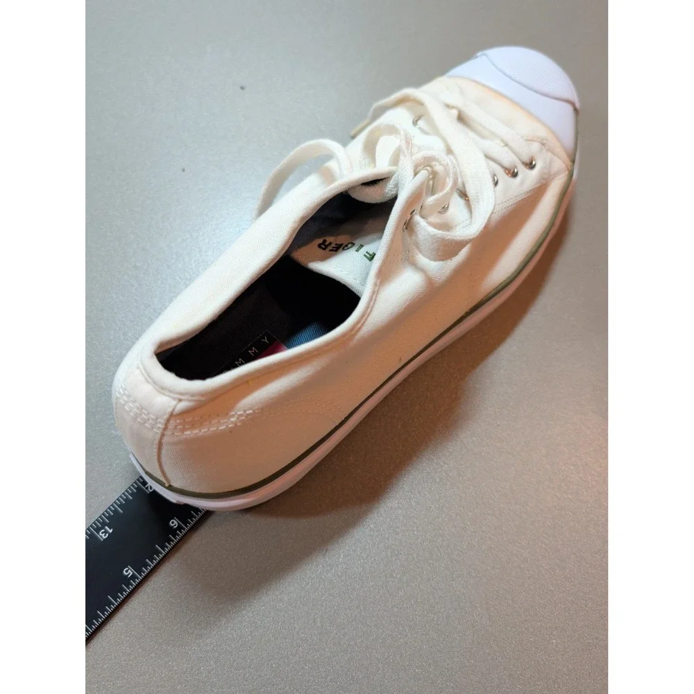 Tommy Hilfiger Mens 10.5M Canvas Low Top Sneakers White TM04612 Lace Up Shoes